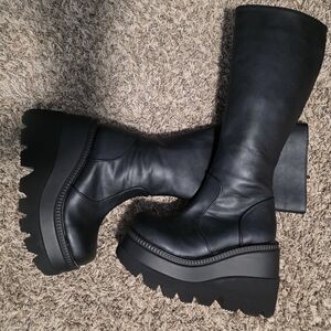Demonia Black Platform Over-the-Knee Chunky Sole Boots